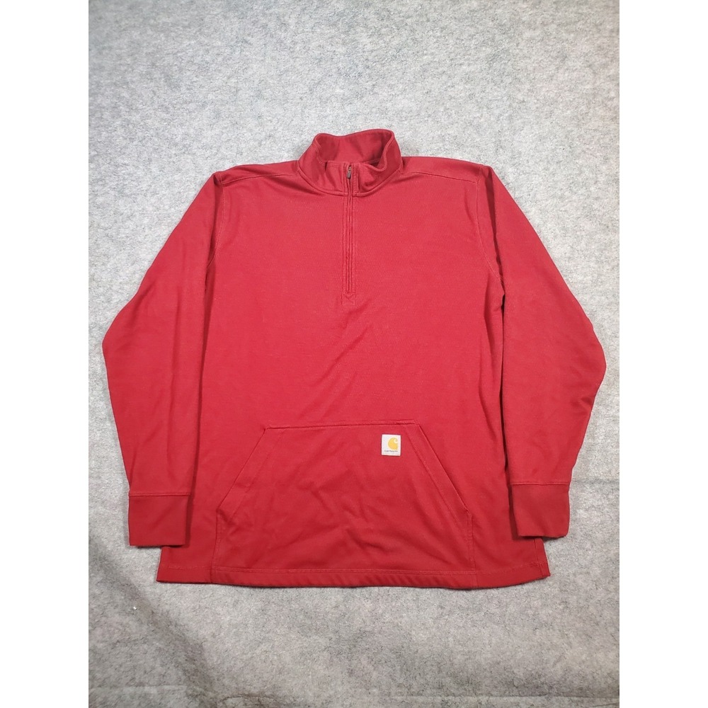 Carhartt Quarter Zip Pullover Mens XL Tall Red Relaxed Fit Waffle Knit 104428